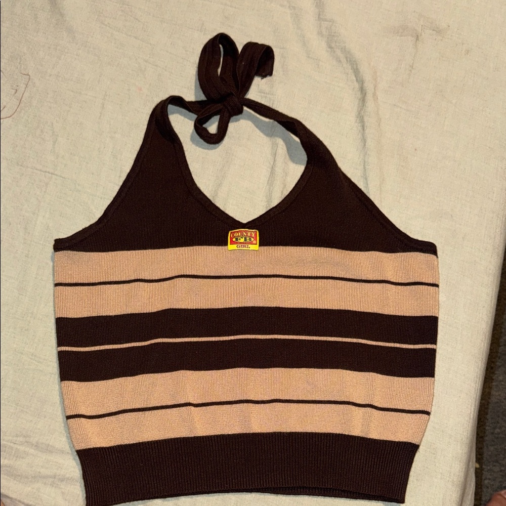 Striped Halter Top with Bow Tie